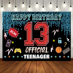 Lofaris Blue Strings Game Patterns Happy 13th Birthday Backdrop