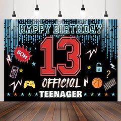 Lofaris Blue Strings Game Patterns Happy 13th Birthday Backdrop
