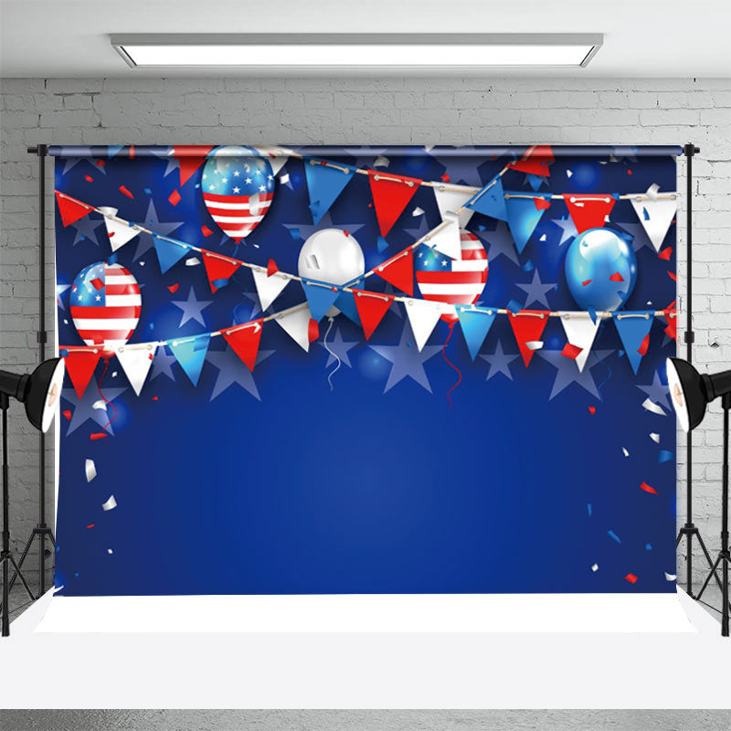Lofaris Blue Stripe Balloon Stars Independence Day Backdrop