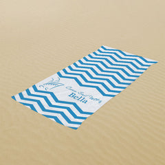 Lofaris Blue Stripe Surf Custom Name Beach Towel