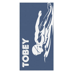 Lofaris Blue Swimmer Custom Name Beach Towel