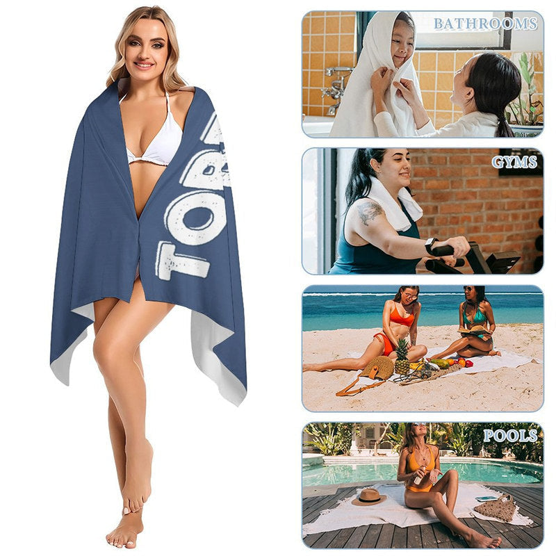 Lofaris Blue Swimmer Custom Name Beach Towel