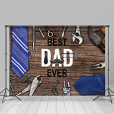 Lofaris Blue Tie Tool Retro Wooden Wall Fathers Day Backdrop