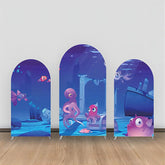 Lofaris Blue Underwater Cute Animals Ruins Arch Backdrop Kit