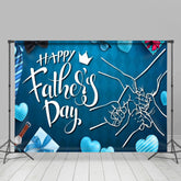 Lofaris Blue Various Gifts Heart Happy Fathers Day Backdrop