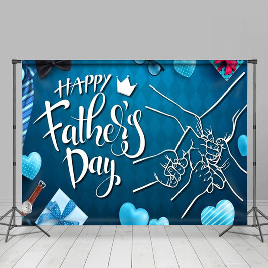 Lofaris Blue Various Gifts Heart Happy Fathers Day Backdrop