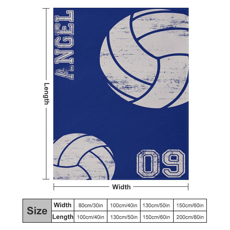 Lofaris Blue Volleyball Jersey Sports Style Custom Name Blanket