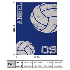 Lofaris Blue Volleyball Jersey Sports Style Custom Name Blanket