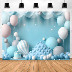 Lofaris Blue Wall Balloon Cake Smash 1st Birthday Backdrop