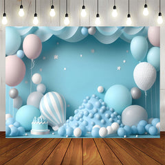Lofaris Blue Wall Balloon Cake Smash 1st Birthday Backdrop