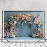 Lofaris Blue Wall Pink White Spring Floral Wedding Backdrop