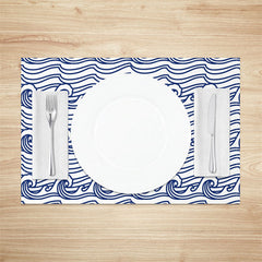 Lofaris Blue Wavy Pattern Lines Artistic Set Of 4 Placemats