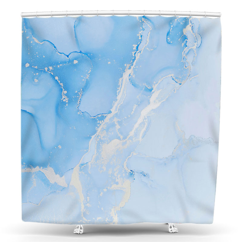 Lofaris Blue White Abstruct Texture Artistic Shower Curtain
