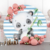 Lofaris Blue White Bamboo Panda Round Baby Shower Backdrop