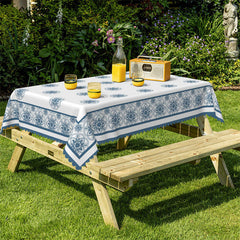 Lofaris Blue White Bohemian Kitchen Rectangle Tablecloth
