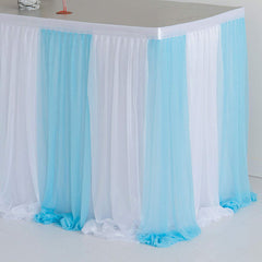 Lofaris Blue White Color Cross Tulle Banquet Table Skirt