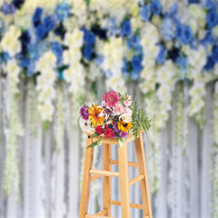 Lofaris Blue White Floral Valentines Day Backdrop For Photo