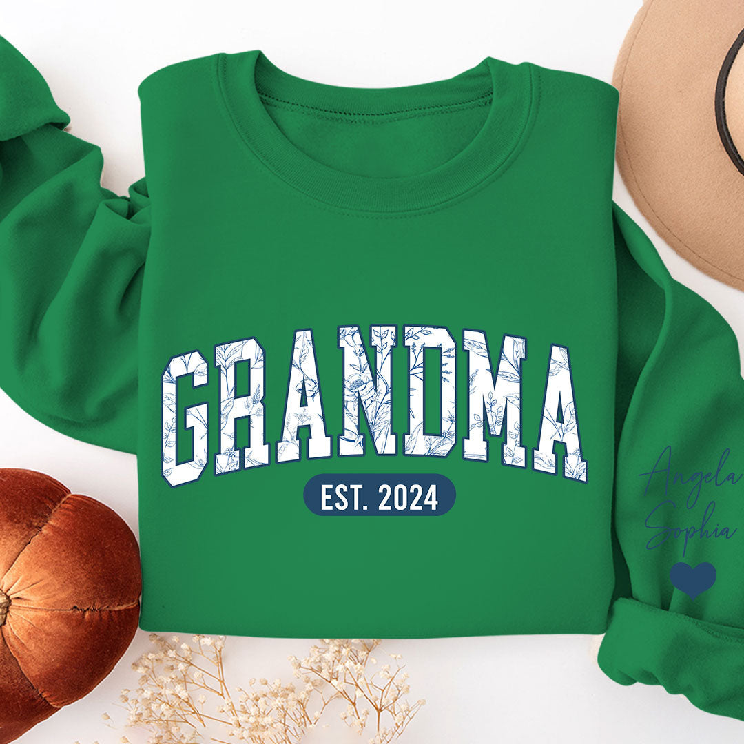 Lofaris Blue White Grandma Est Custom Nickname Sweatshirt