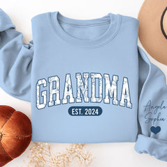 Lofaris Blue White Grandma Est Custom Nickname Sweatshirt