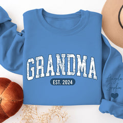 Lofaris Blue White Grandma Est Custom Nickname Sweatshirt