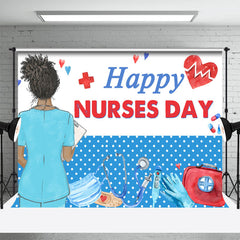 Lofaris Blue White Happy Nurses Day Thank You Party Backdrop