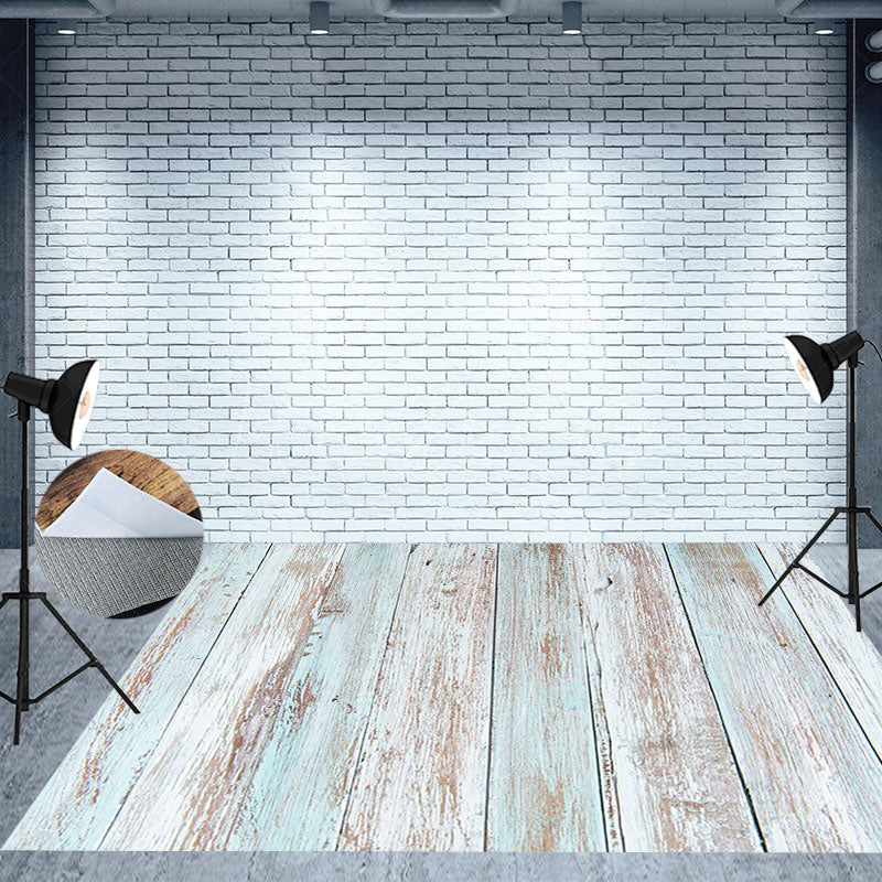 Lofaris Blue White Paint Wooden Floor Backdrop For Photo