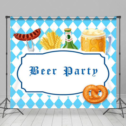Lofaris Blue White Rhombus Oktoberfest Beer Party Backdrop