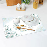 Lofaris Blue White Spring Leaves Dining Set Of 4 Placemats