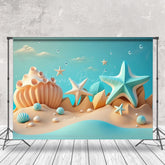 Lofaris Blue White Starfish Shell Beach Sky Summer Backdrop