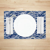 Lofaris Blue White Yellow Waves Pattern Set Of 4 Placemats