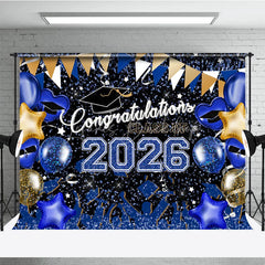 Lofaris Blue Yellow Balloons Congrats 2026 Grad Backdrop