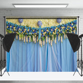 Lofaris Blue Yellow Floral Valentines Day Photo Backdrop