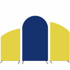 Lofaris Blue Yellow Solid Color Birthday Arch Backdrop Set