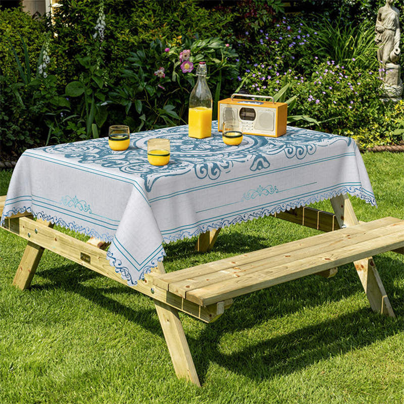 Lofaris Bohemia Blue Floral Totem Rectangle Tablecloth