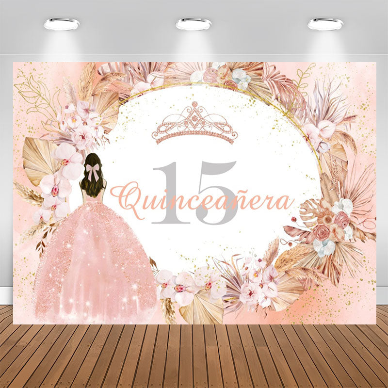 Lofaris Bohemia Flowers Quinceanera 15th Birthday Backdrop