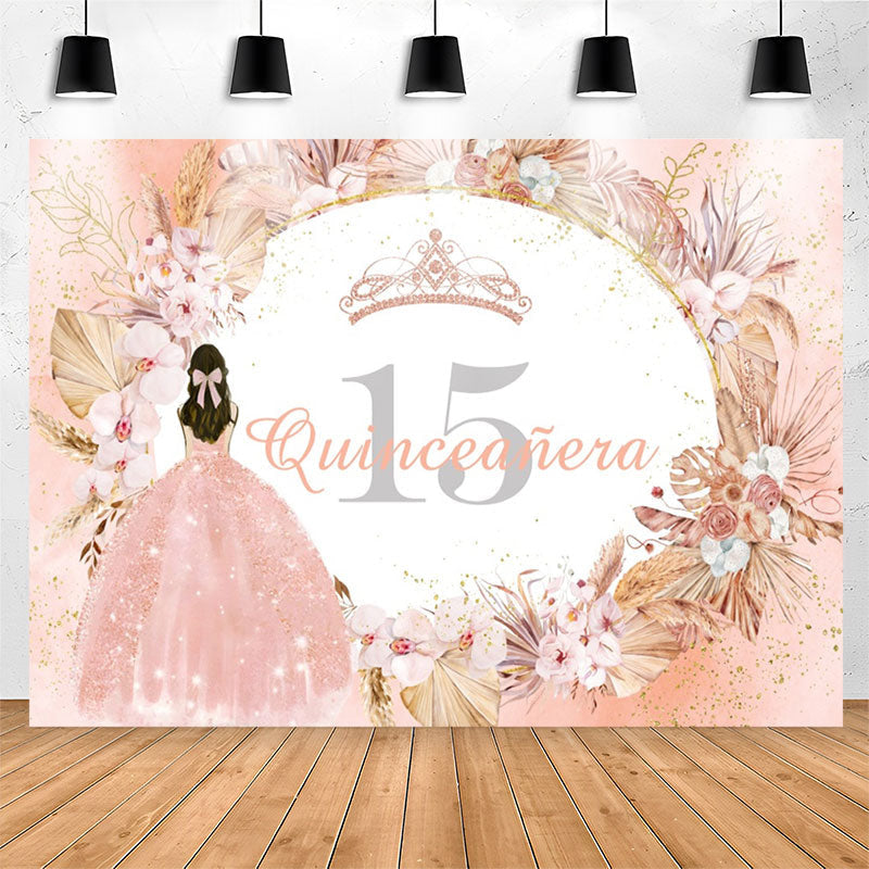 Lofaris Bohemia Flowers Quinceanera 15th Birthday Backdrop