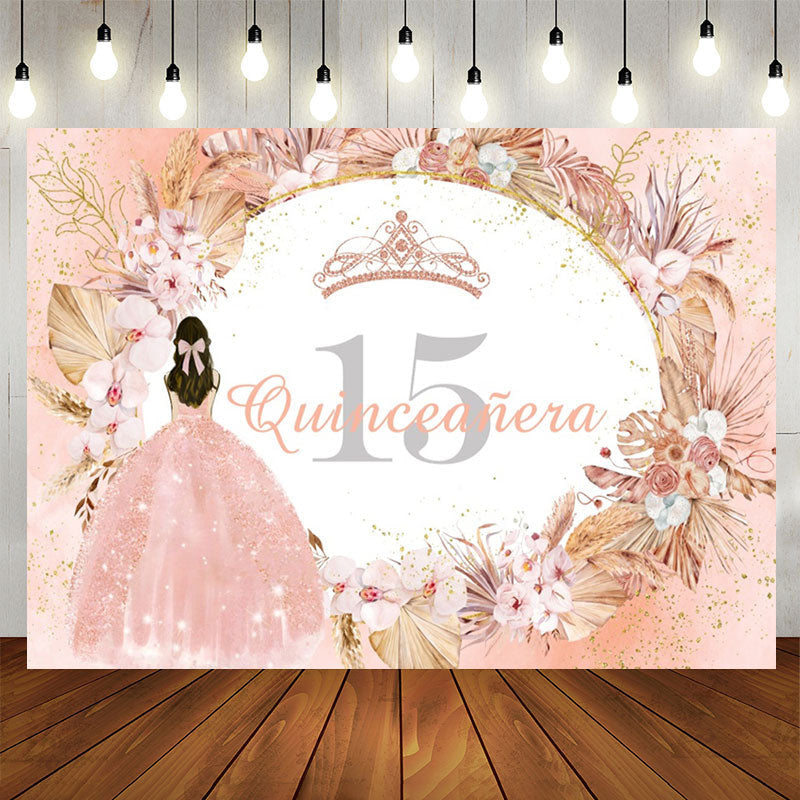 Lofaris Bohemia Flowers Quinceanera 15th Birthday Backdrop