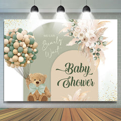 Lofaris Bohemian Floral Bear Balloon Baby Shower Backdrop