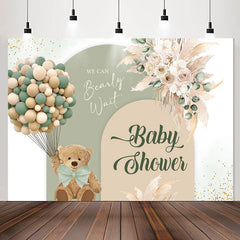 Lofaris Bohemian Floral Bear Balloon Baby Shower Backdrop