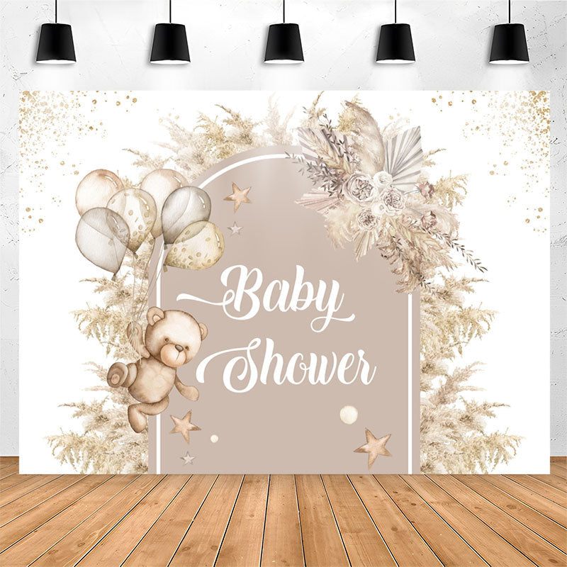 Lofaris Bohemian Floral Bear Feather Baby Shower Backdrop