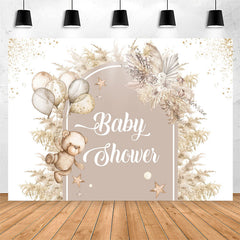 Lofaris Bohemian Floral Bear Feather Baby Shower Backdrop