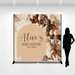 Lofaris Boho Bear Balloons Custom Name Baby Shower Backdrop