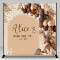 Lofaris Boho Bear Balloons Custom Name Baby Shower Backdrop