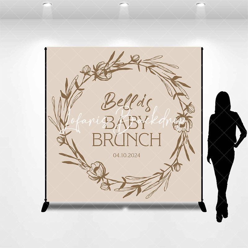 Lofaris Boho Beige Baby Bruch Custom Gender Reveal Backdrop