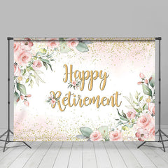 Lofaris Boho Floral Gold Happy Retirement Party Backdrop