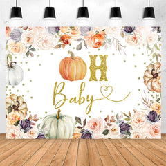 Lofaris Boho Floral Pumpkin Glitter Oh Baby Shower Backdrop