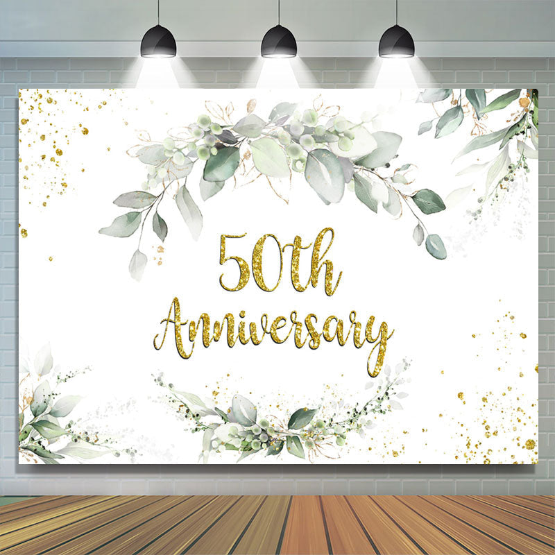 Lofaris Boho Green Leaves 50th Anniversary Party Backdrop