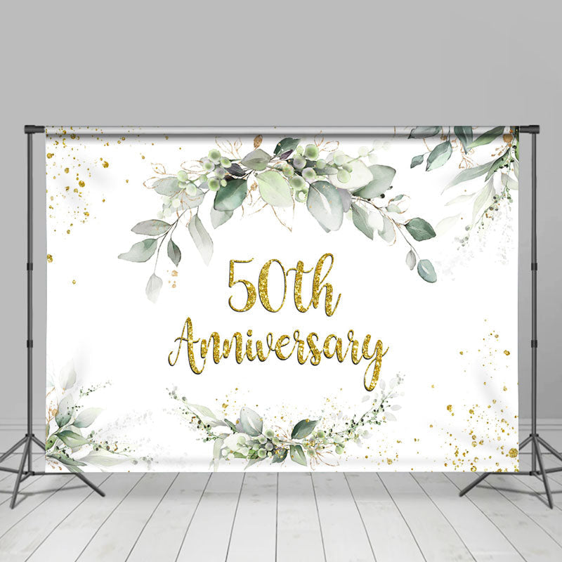 Lofaris Boho Green Leaves 50th Anniversary Party Backdrop