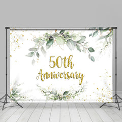 Lofaris Boho Green Leaves 50th Anniversary Party Backdrop