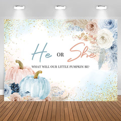 Lofaris Boho He Or She Pumpkin Floral Baby Shower Backdrop